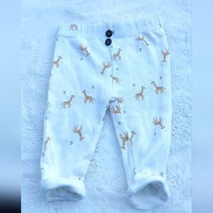 White Baby Pants with Giraffe Pattern Size 3-6m